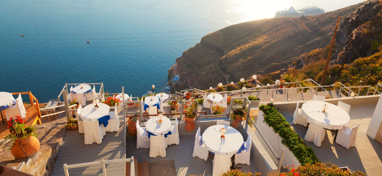 Pourboire et paiement au restaurant sur Santorin
