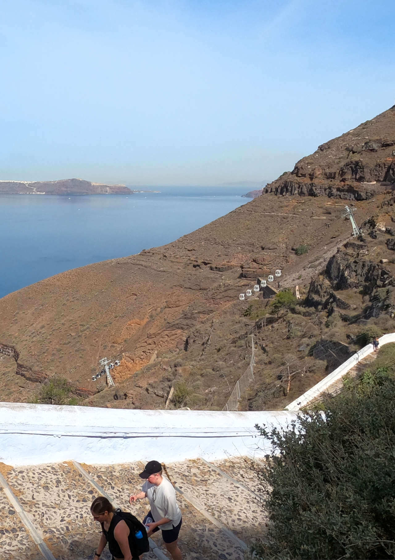 télécabines de Santorin et chemin des ânes