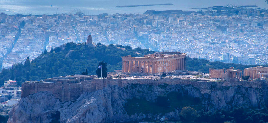 Athènes et l'acropole en Grèce